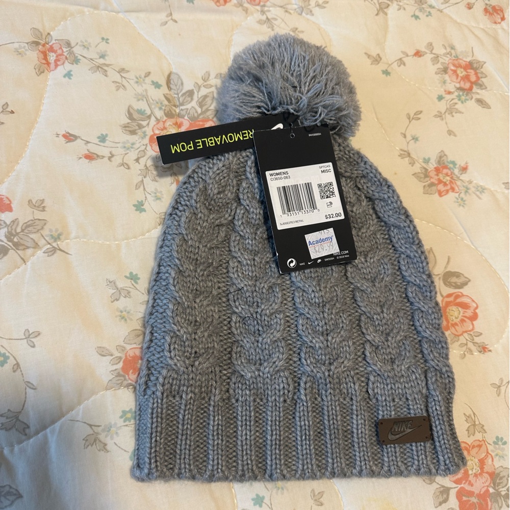 NWT Nike Gray Pom-Pom Beanie
